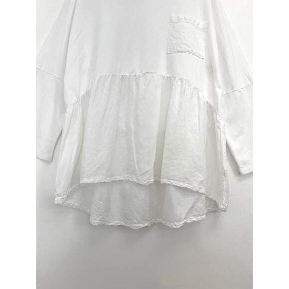 Anthropologie Postmark Mixed Media Cotton Linen Dolman Peplum Hem Flowy Top - L - Picture 7 of 10